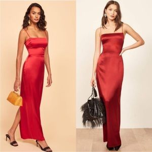 Reformation Red Silk Marge Dress (4) NEW